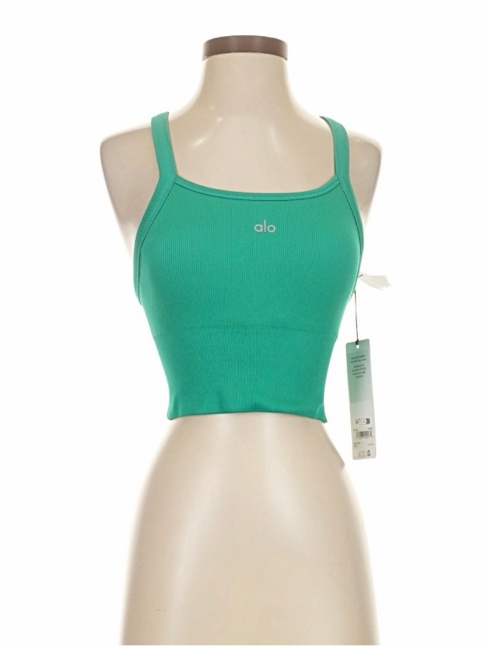 Alo Ribbed Crop Tank Top in Teal